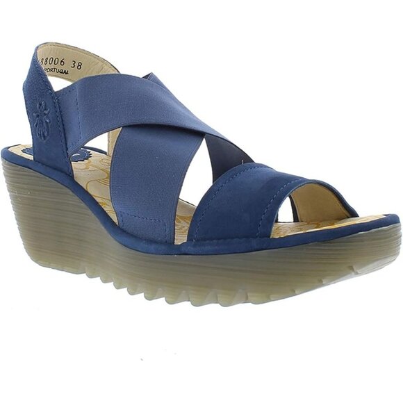 Fly London Women's Yaji Wedge Sandal Blue Women's 41 US 10 - Picture 12 of 15